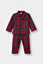 G4983A5Rd79 Red Baby Boy Pajamas Woven Checkered Long Sleeve Flannel Top Long Bottom