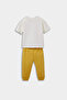 F3479A5Er134 Ecru Baby Boy 2-Piece Set Dinosaur Printed Short Sleeve T-Shirt Sweatpants - 4