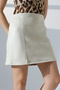 Women's Beige Mini Length Stylish Suede Skirt - 2