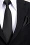 8 cm Hand Made Black Patterned Tie Handkerchief & Gold Black Enamel Cufflink Gift Set Hset:12 - 3