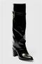 Women's Leather Boots Heeled Gold Buckle Black Diona - 4