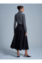 81070 100% Cotton Elastic Waist Midi Skirt-Black - 3