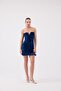 Draped Strapless Cut Velvet Mini Samantha Dress Blue