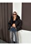 Women's Puffer Coat Zippered Outerwear with Elasticated Sides and Snap Detail - 7