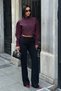 Asymmetrical Collar Poplin Burgundy Shirt - 5