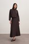 Women's Gabardine Shirt and Flared Skirt Set - Brown