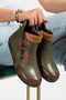 Genuine Leather Soft Soled Women's Brown Green Daily Sports Boots