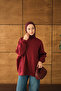 Women's Crew Neck Sweatshirt Burgundy - 5