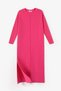 Fuchsia Yandan Slit Midi Length Crew Neck Cashmere Women's Knitwear Dress - 7