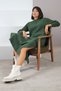 Green Yandan Slit Midi Length Crew Neck Cashmere Women's Knitwear Dress