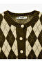 Buttoned Long Sleeve Crew Neck Diamond Pattern Knitwear Cardigan - 5