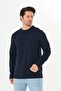 Men's Plus Size Navy Blue Cotton Crew Neck Long Sleeve T-Shirt 5020B-L