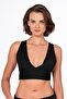 Cross Back Detail Corded Fabric Sports Bustier |   Black
