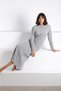 A.Grey Back Slit Full Length Cashmere Long Sleeve Women's Knitwear Dress - 7