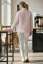 Pastel Pink Shirt Collar Long Sleeve Snap Fastener Casual Quilted Woven Jacket 68 55 - 5