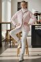 Pastel Pink Shirt Collar Long Sleeve Snap Fastener Casual Quilted Woven Jacket 68 55 - 6