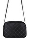 Women's Faux Leather Black Pattern Messenger Bag - 3