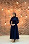 Esil Navy Blue Hijab Evening Dress