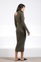 Green Long Sleeve High Neck Shoulder Detail Women's Knitwear Dress - 5