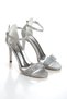 Women's Silver High Heeled Special Material Single Strap Evening Dress Shoes - 3