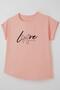 Girl's T-Shirt Love Themed Text Printed Silvery 9-14 Years Old, Salmon - 3