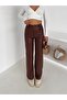 Leather Pants with Back Pockets Baggy Model/ High Waist Wi Wide Leg Lack Faux Leather Pants - 7