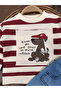 Cute Dog Printed Striped Beret Stretch Fabric Denim Baby Boy Set - 4