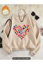 Colorful Hearts Printed Circular Neck Sweatshirt