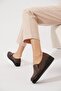 Pinderge moccasin elastic genuine leather women's shoes brown skin