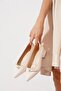 Moldera Triangle Stone Buckle Women's Ballerina Beige Patent Leather