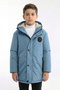 Boy's Blue Water and Windproof Fur Lined Gel Fiber Pocketed K Hooded Parka Coat - 2