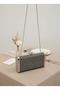Anthracite Gray Platinum Full Crystal Stone and Metal Frame and Evening Dress Bag - 4