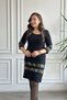 Cotton Dress with Flannel Detail on the Skirt and Sleeve - 2