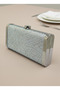 Silver Janjan Full Crystal Stone and Metal Frame and Evening Dress Bag - 2