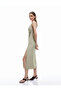 Bebe Collar Khaki Midi Women's Dress 5Sak80199Ew - 2