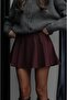 Burgundy Pleated Mini Skirt with Shorts - 2