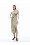 Bebe Collar Khaki Midi Women's Dress 5Sak80199Ew
