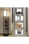 LED Shelf Floor Lamp Asian Wooden Frame with Storage Shelves (Brown) - 4