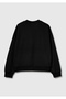 Women's Black Cotton Blend Logo Printed Sweatshirt - 2