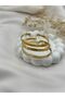 Gold Color Minimal Text Detailed Adjustable Metal Bracelet Set – Stylish and Elegant Women's Bracelet