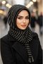 Black and White Hooded Winter Snap Shawl