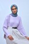 Soft Cotton Scarf Patina Lilac Mink Geometric Patterned Light Textured 90X90 - 2