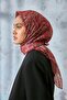 وشاح قطني ناعم باللون الكرز والمرجان والبيج بنمط هندسي خفيف الوزن 90x90 - 5