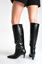 Women's Boots Mini Heeled Patent Leather Black Crocodile Pattern Comfortable Non-Slip Sole Luna - 4