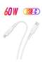 60W Power Delivery Ultra-Fast USB-C Soft Silicon Cable 1.2M White