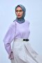 Soft Cotton Scarf Patina Lilac Mink Geometric Patterned Light Textured 90X90 - 5
