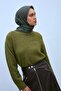 Cotton Polyester Soft Scarf Dark Green Geometric Pattern 90*90 - 2