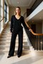 Women's Wide-Cut Stone-Embroidered Knitwear Sweater and Buttoned-Leg Pants Set and Comfortable Combination