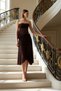 Women's Top and Bottom Strapless Lace Knitted Crop Blouse Asymmetrical Cut Midi Skirt Set Invitations Summer Evenings