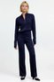 Women's Bottom Top Zippered Mock Neck Corded Fabric Knitwear Sweater and Wide Leg Pants Set Winter and Elegance - 5